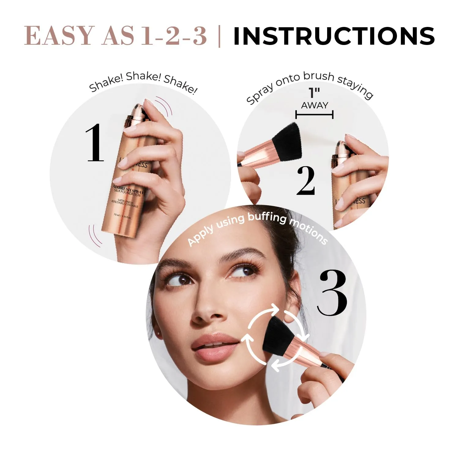 LUMINESS Airbrush Flawless 4-PC Makeup Kit - Includes Eyeshadow Palette, Airbrush Foundation, Primer & Makeup Brushes - Long-Lasting, Silky, Easy to Blend Make Up Set, Travel Size (06 - Light Warm)
