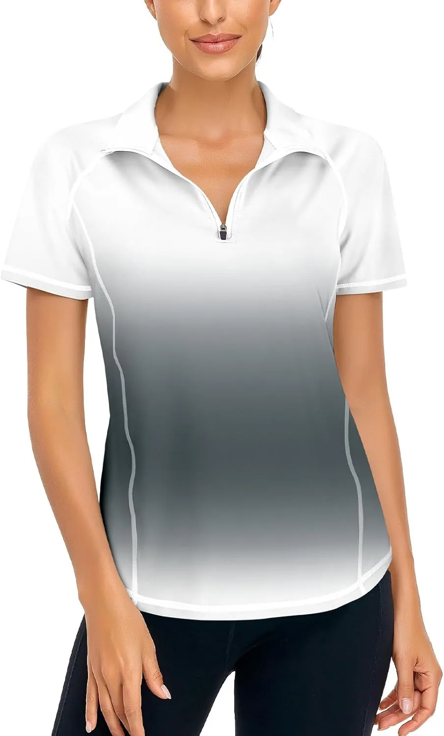 LURANEE Women's Short Sleeve Moisture Wicking Athletic Shirts Quarter Zip Pullover