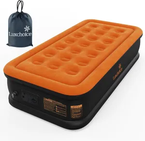 Luxchioce Twin Air Mattress with Builtin Pump Luxury AirBed Inflatable Mattress Quick Inflation Deflation Blow up Mattress for Guests Home Camping Outdoors Travel