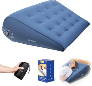 Luxtude Inflatable Wedge Pillow for Sleep Apnea, Travel Wedge Pillow for Back Pain Relief, Knee Leg Elevation Support, Inflatable Bed Pillows for Sleeping, Back Support for Sitting Up