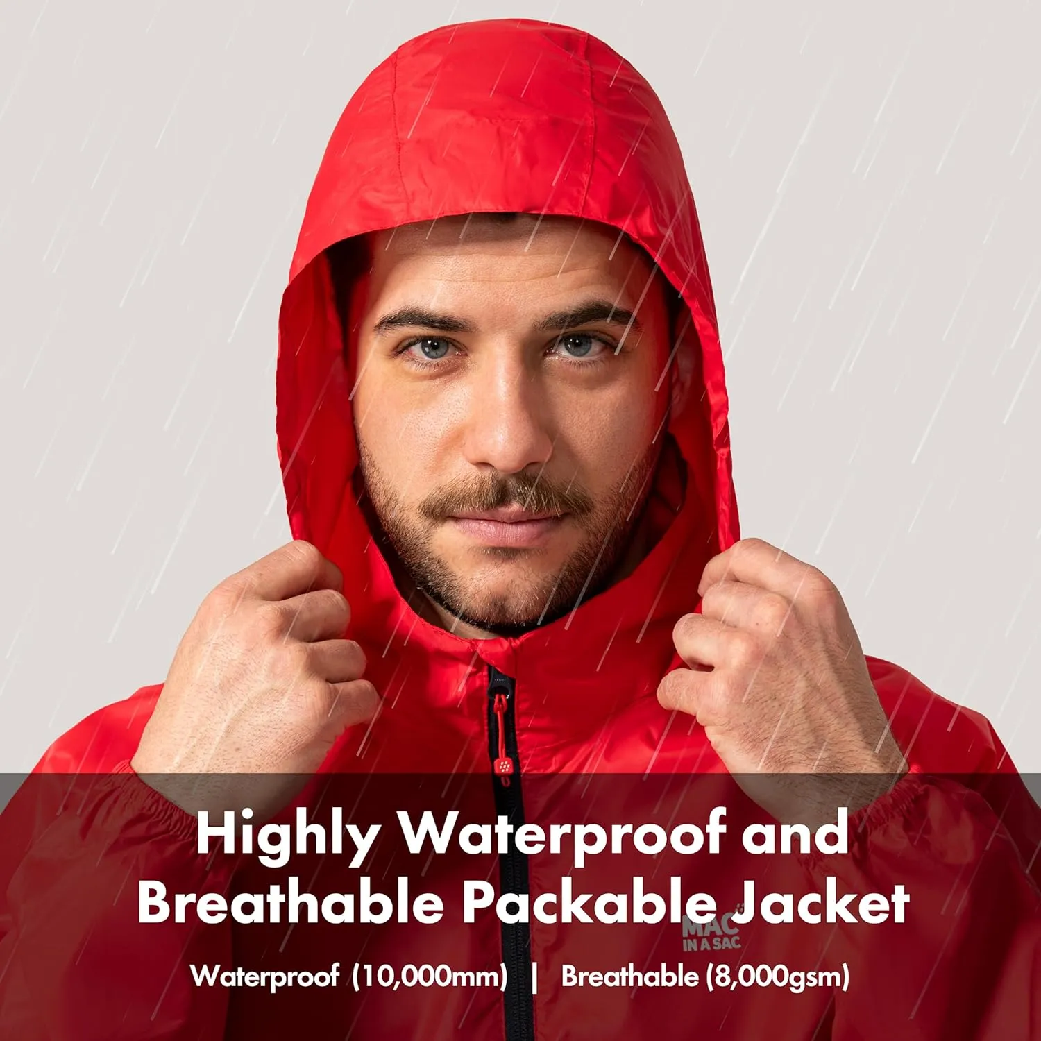 Mac in a Sac Men's Packable Rain Jacket - Origin - Lightweight Waterproof and Breathable Raincoat with Hood