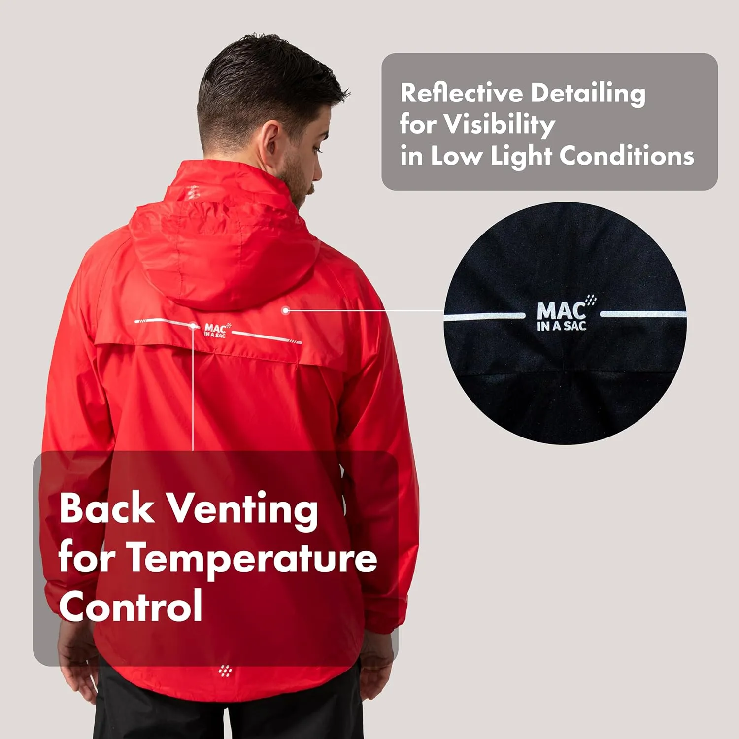 Mac in a Sac Men's Packable Rain Jacket - Origin - Lightweight Waterproof and Breathable Raincoat with Hood