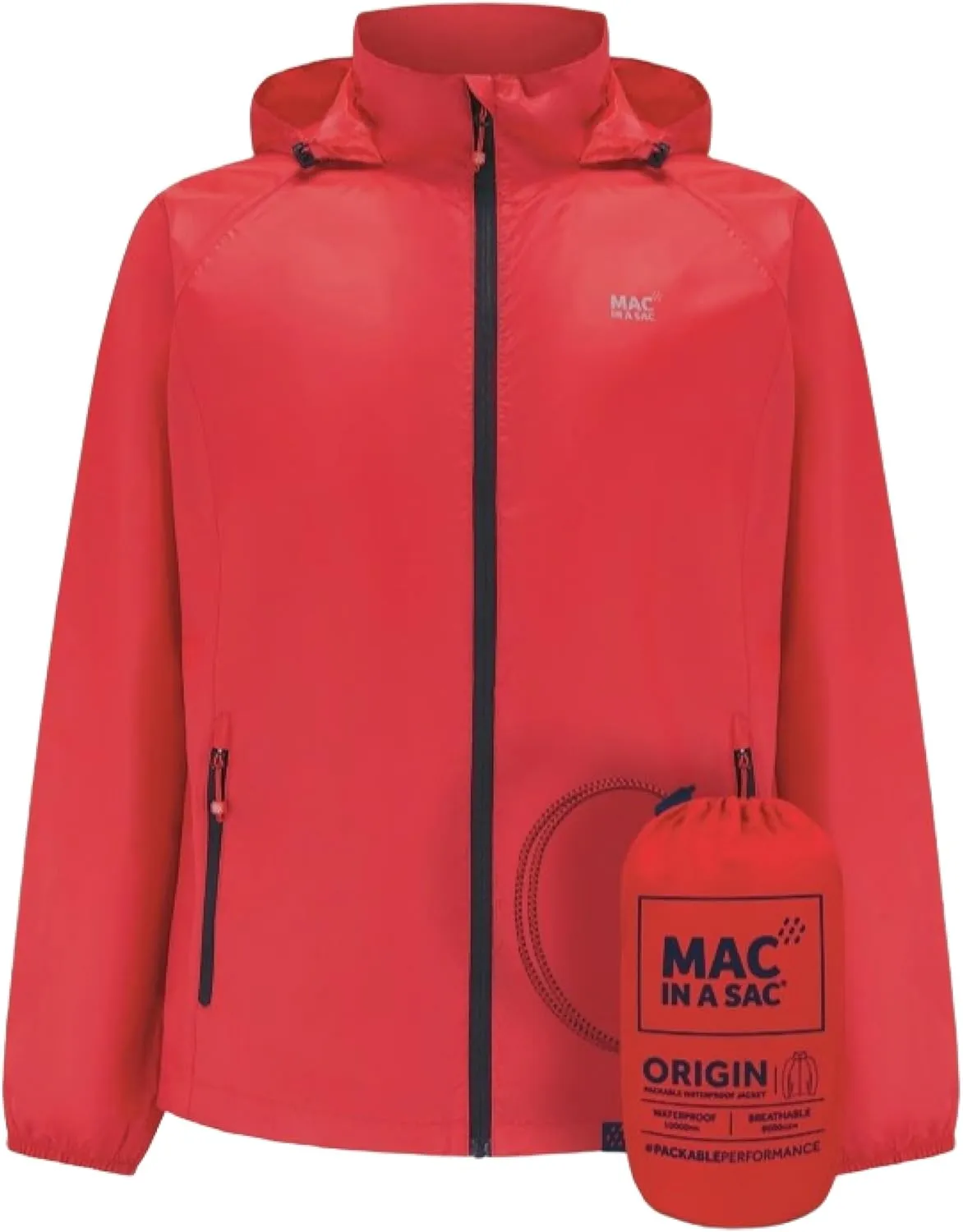 Mac in a Sac Men's Packable Rain Jacket - Origin - Lightweight Waterproof and Breathable Raincoat with Hood
