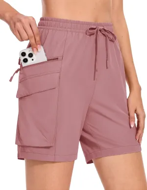 MAGCOMSEN Women's 7" Hiking Cargo Shorts Quick Dry Lightweight Golf Athletic Summer Outdoor Shorts with 4 Pockets
