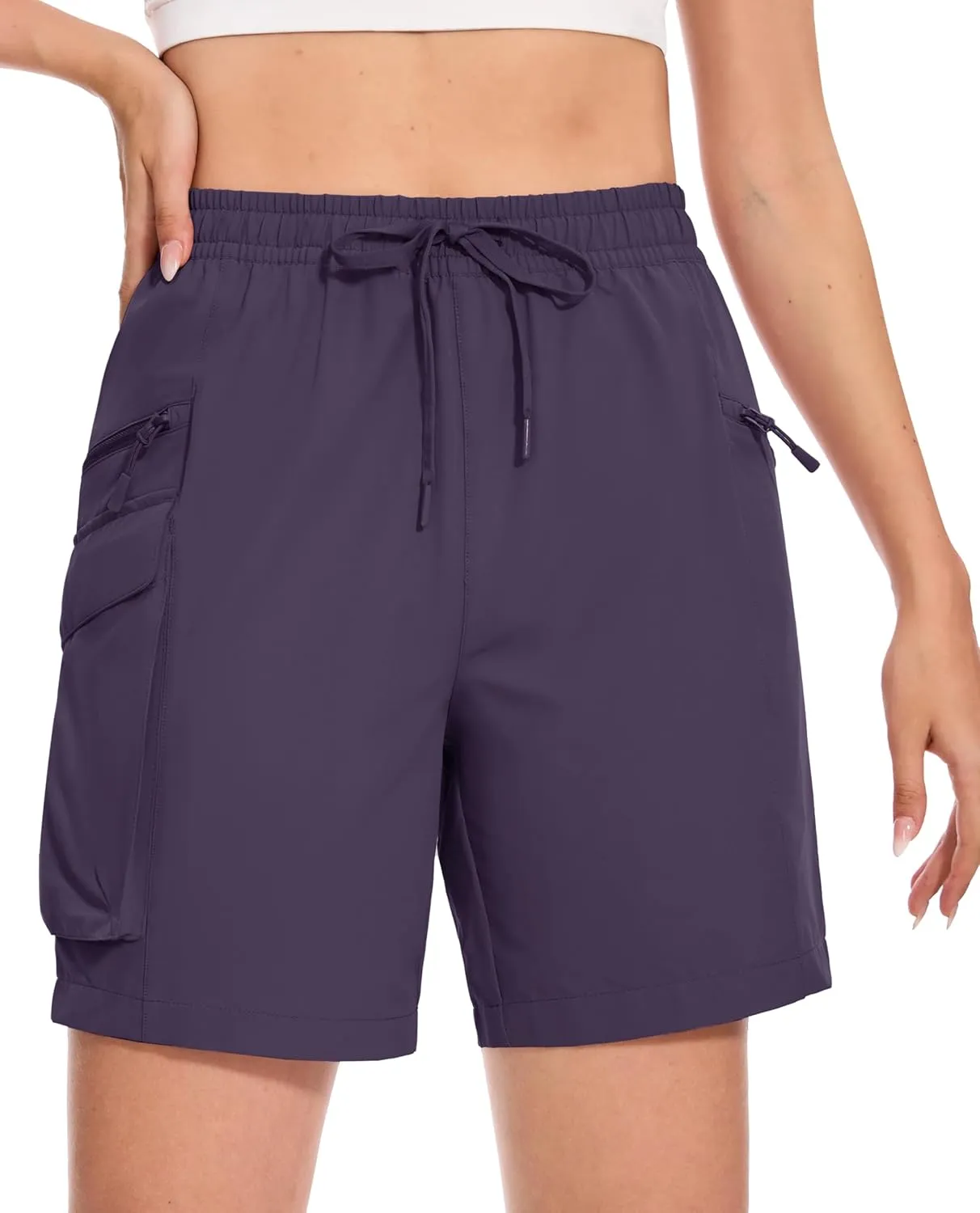 MAGCOMSEN Women's 7" Hiking Cargo Shorts Quick Dry Lightweight Golf Athletic Summer Outdoor Shorts with 4 Pockets