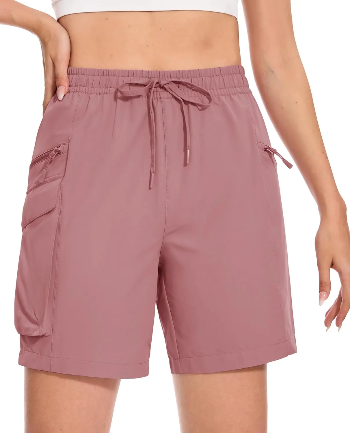 MAGCOMSEN Women's 7" Hiking Cargo Shorts Quick Dry Lightweight Golf Athletic Summer Outdoor Shorts with 4 Pockets