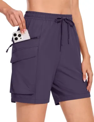 MAGCOMSEN Women's 7" Hiking Cargo Shorts Quick Dry Lightweight Golf Athletic Summer Outdoor Shorts with 4 Pockets