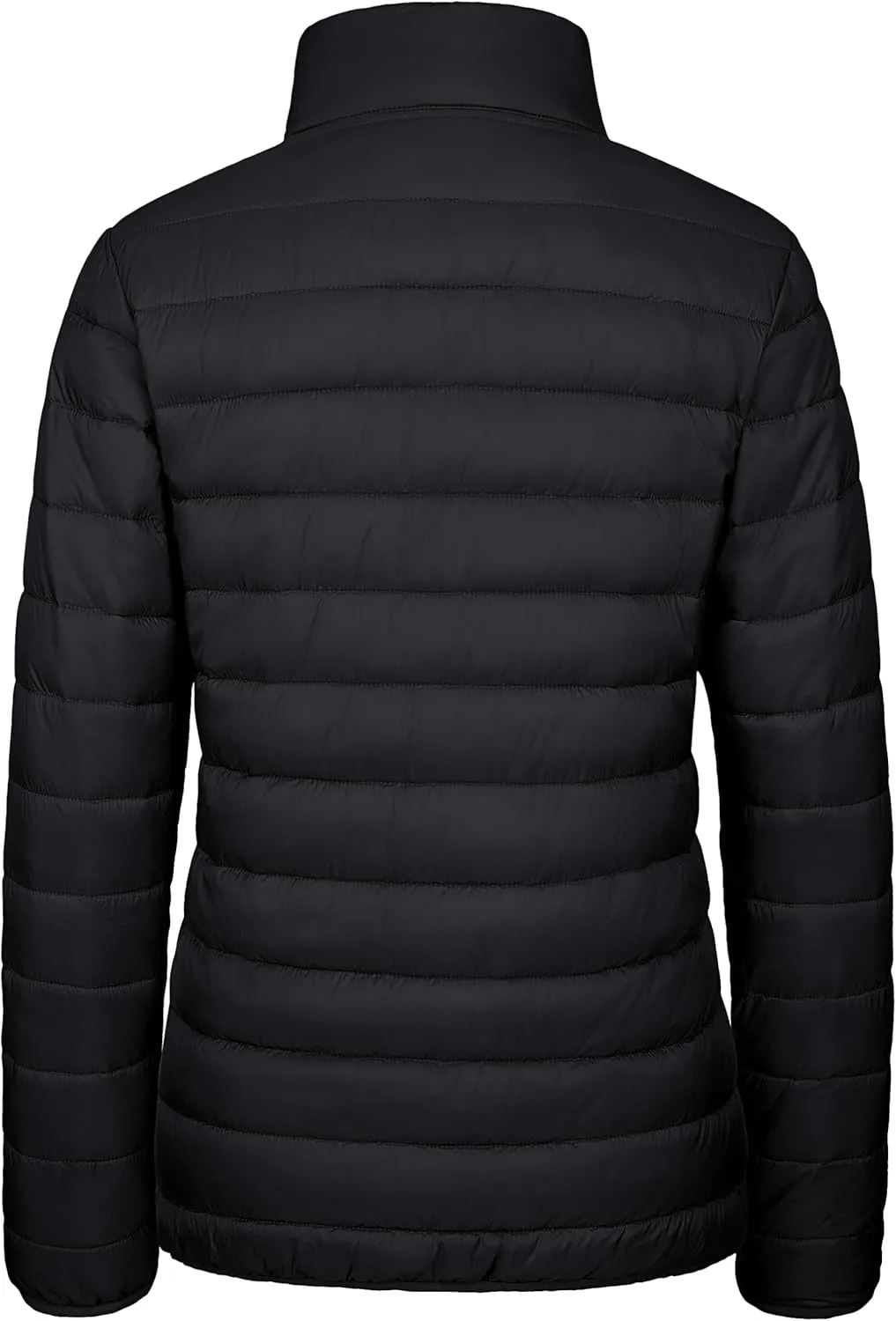 MAGCOMSEN Women's Puffer Jacket Lightweight Quilted Padded 4 Pockets Zip-up Stand-collar Winter Fleece Coat