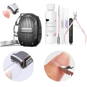Makartt Cuticle Remover Kit, Nail Care Kit Bundle with Nail Clipper Foldable Nail Cutter Black Nail Clippers Mini Fingernail Clipper with Keyring