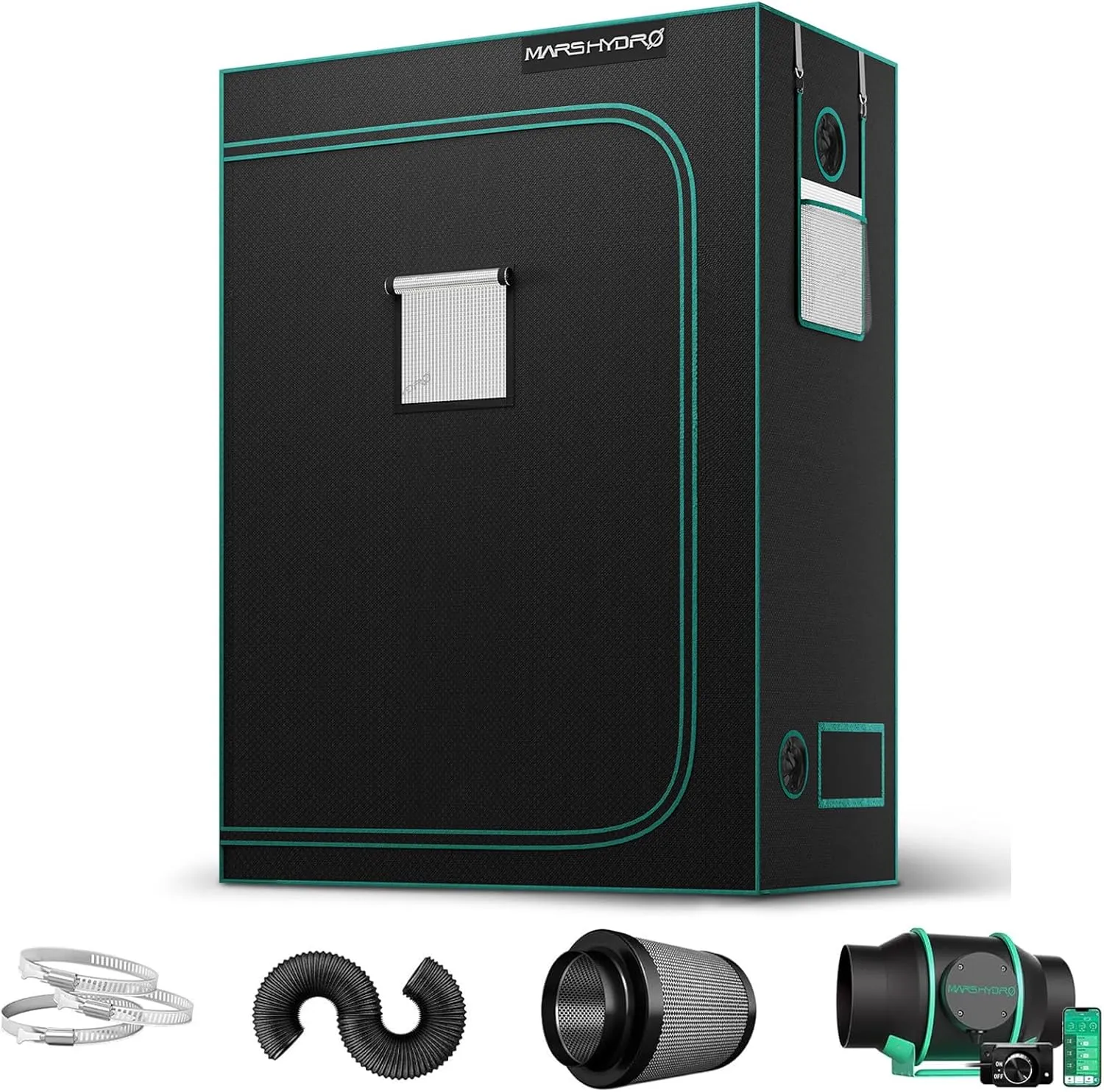 MARS HYDRO 5x2.6 Grow Tent (60"x32"x80") & iFresh 6 Inch Smart Inline Fan Combo Kit, Indoor Plant Growing Set, Maximizes Plant Yield in Hydroponics or Indoor Gardening