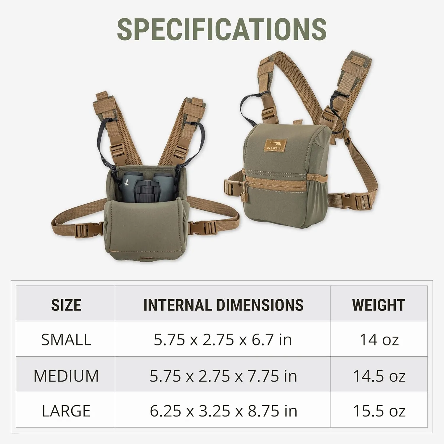 Marsupial Gear Enclosed Binocular Pack, Blaze, Medium