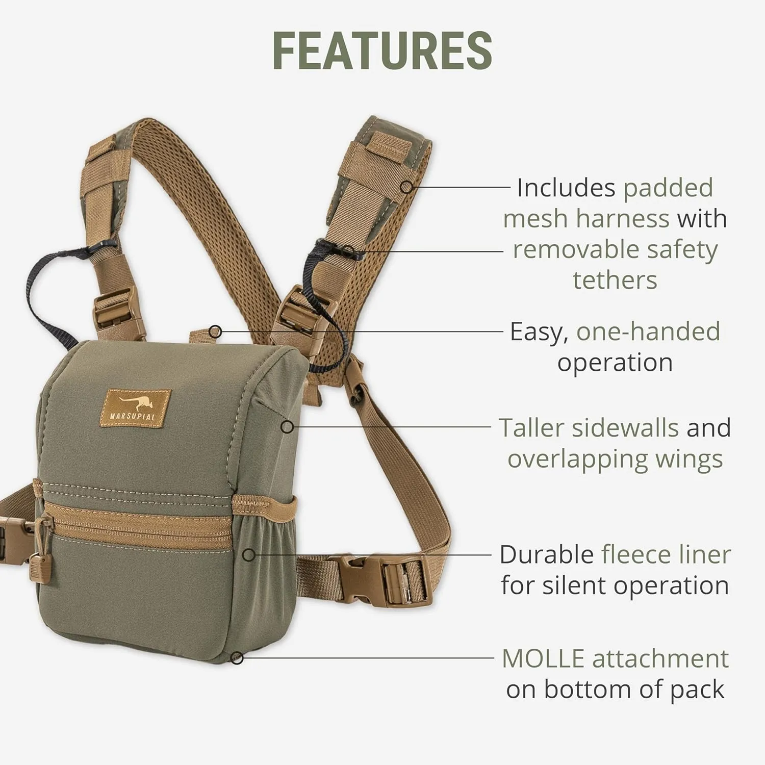 Marsupial Gear Enclosed Binocular Pack, Blaze, Medium