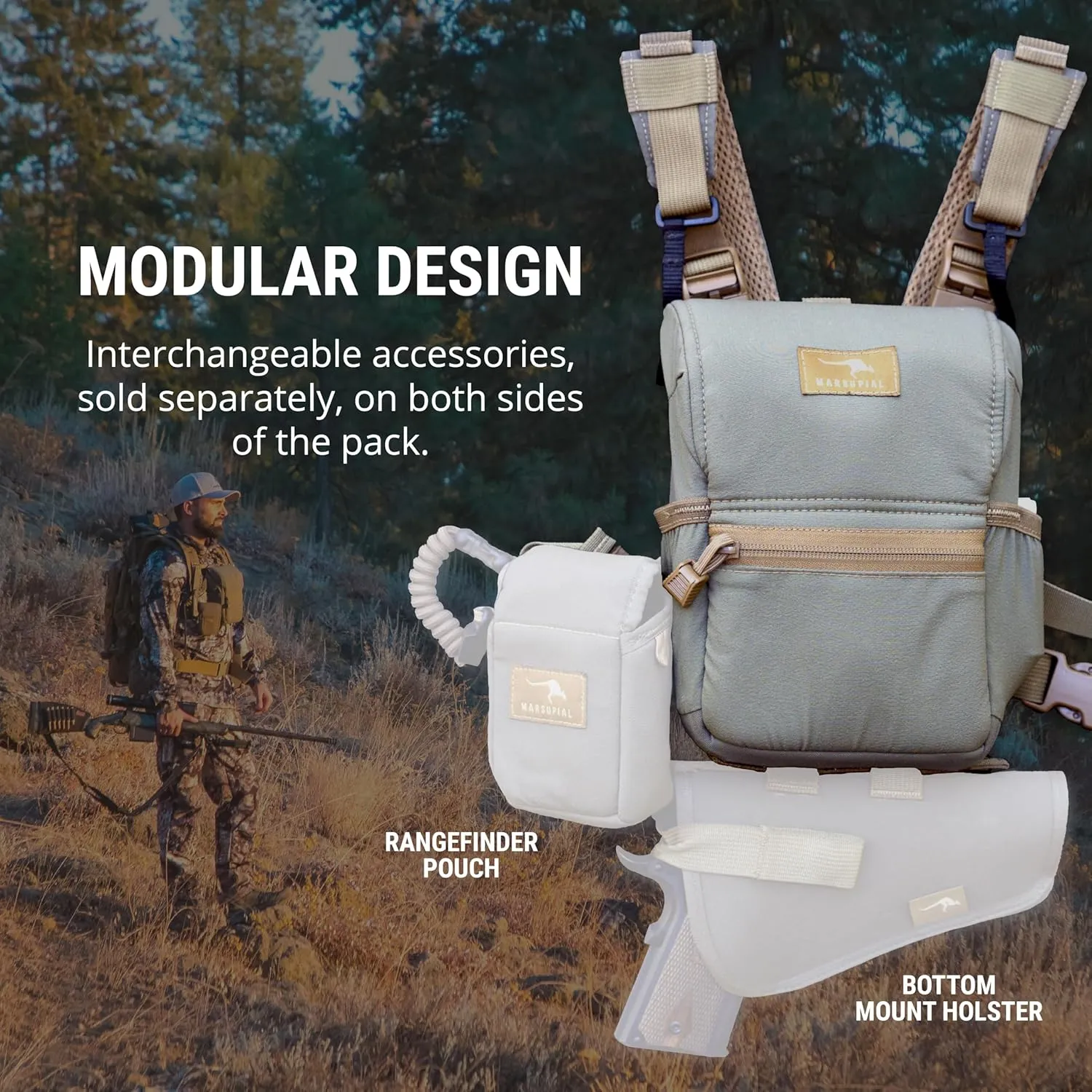 Marsupial Gear Enclosed Binocular Pack, Blaze, Medium