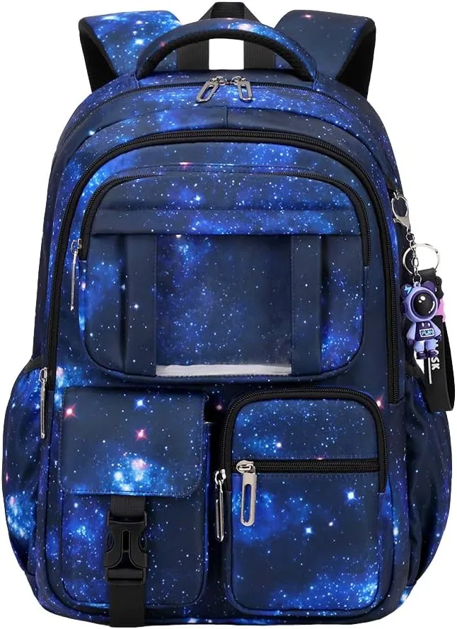 MATMO Multi-Pocket Girls Boys School Backpack Kids Student Bookbag Travel Daypack (Royal Blue)