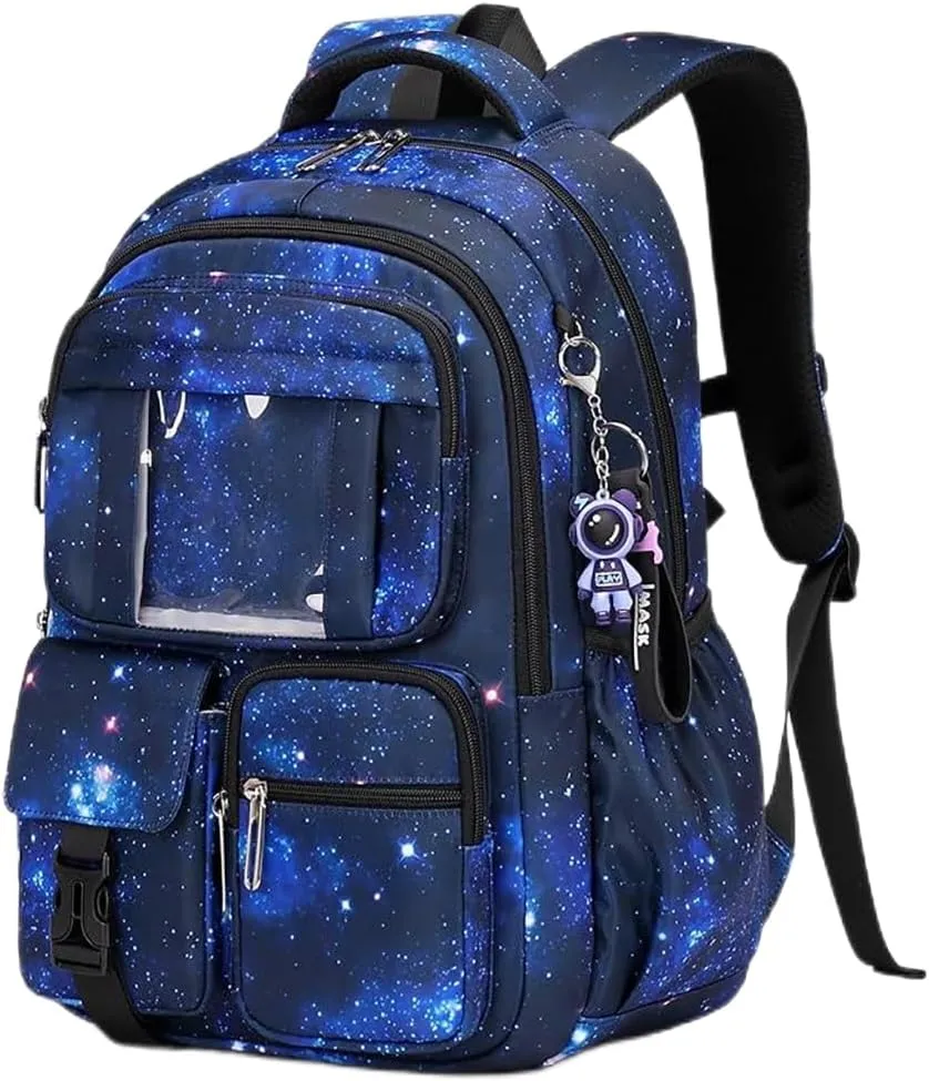 MATMO Multi-Pocket Girls Boys School Backpack Kids Student Bookbag Travel Daypack (Royal Blue)