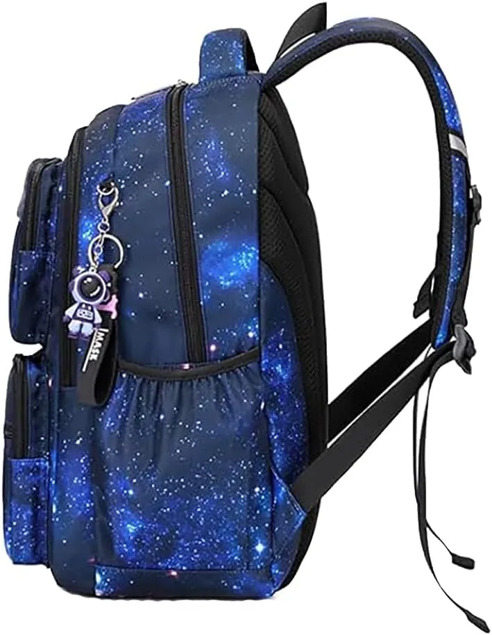MATMO Multi-Pocket Girls Boys School Backpack Kids Student Bookbag Travel Daypack (Royal Blue)