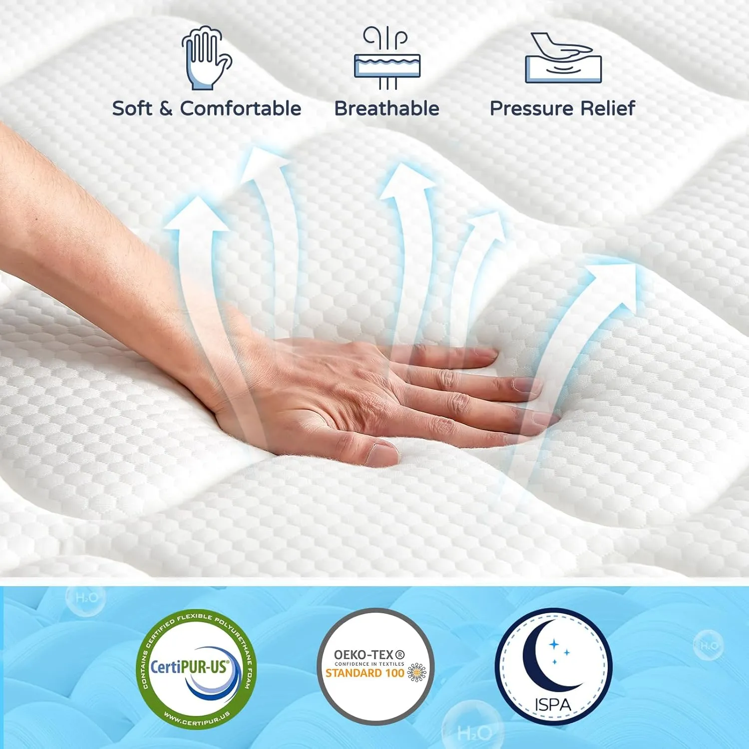 Mattress Memory Foam Hybrid Mattress with Motion Isolation and Pressure Relief, Strong Edge Support, Pocket Spring Queen Size Mattres in a Box (10 Inch, Queen)