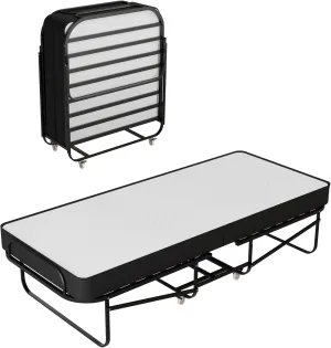 Mattress Solution, 16-Inch Rollaway Folding Cot Bed with 5" Memory Foam Mattresses, Sturdy Metal Folding Frame, Fully Assembled, Great for Adults and Kids, 30-Inch, White