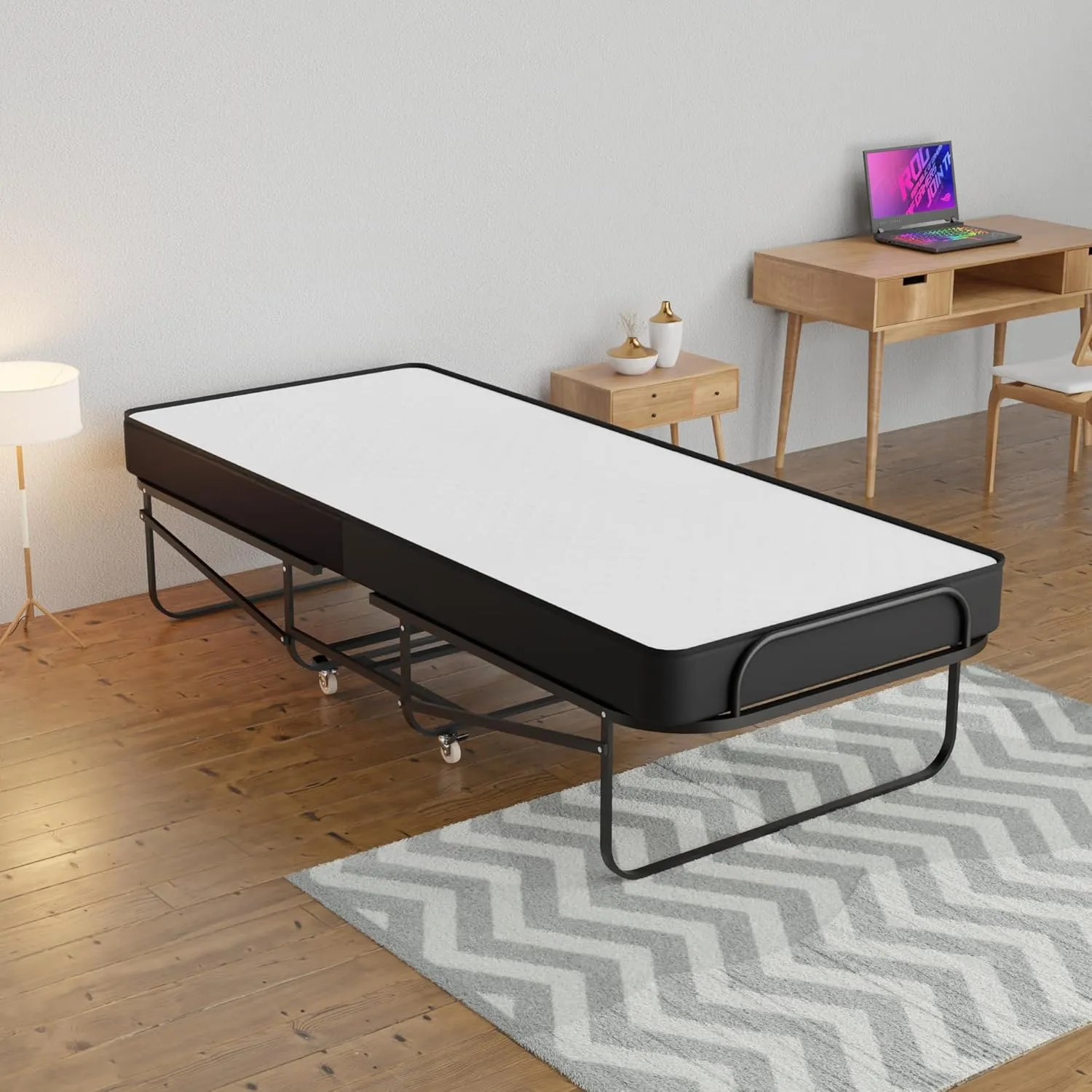 Mattress Solution, 16-Inch Rollaway Folding Cot Bed with 5" Memory Foam Mattresses, Sturdy Metal Folding Frame, Fully Assembled, Great for Adults and Kids, 30-Inch, White