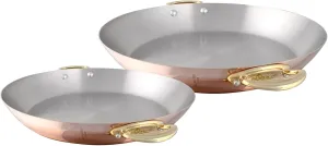 Mauviel M'150B 1.5mm Polished Copper & Stainless Steel 2-Piece Round Pan Set With Brass Handles, Made in France