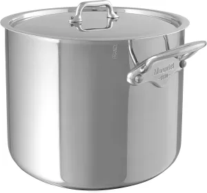 Mauviel M'Cook 5-Ply Polished Stainless Steel Stock Pot With Lid, And Cast Stainless Steel Handles, 9.7-qt, Made In France