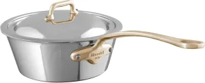 Mauviel M'Cook B 5-Ply Polished Stainless Steel Chef Pan With Lid And Brass Handle, 2-qt, Made In France