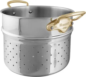 Mauviel M'Cook B 5-Ply Polished Stainless Steel Pasta Insert, And Brass Handles, 9.4-In, Made In France