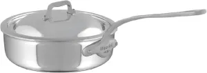 Mauviel M'Cook SB 5-Ply Stainless Steel Saute Pan With Lid, And Brushed Cast Stainless Steel Handle, 6-qt, Made In France