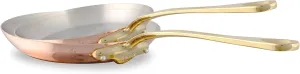 Mauviel M'Heritage 150 B 1.5mm Polished Copper & Stainless Steel 2-Piece Frying Pan Set With Brass Handles, Made In France