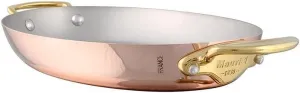 Mauviel M'Heritage 150 B 1.5mm Polished Copper & Stainless Steel Oval Pan With Brass Handles, 9.8-in, Made in France