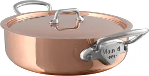 Mauviel M'Heritage 150 S 1.5mm Polished Copper & Stainless Steel Rondeau/Braiser Pan With Lid and Cast Stainless Steel Handle, 3.4-qt, Made In France