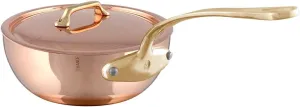 Mauviel M'Heritage 200 B 2mm Polished Copper & Stainless Steel Chef Pan With Lid, And Brass, 3.7-qt, Made in France