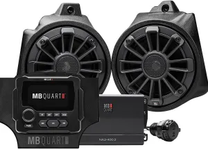 MB Quart Stage 2 Audio System, Tuned Audio Package Compatible with Honda Talon, UTV, 2 Speaker, 400 WATT, AM/FM, Bluetooth, Waterproof, Sound