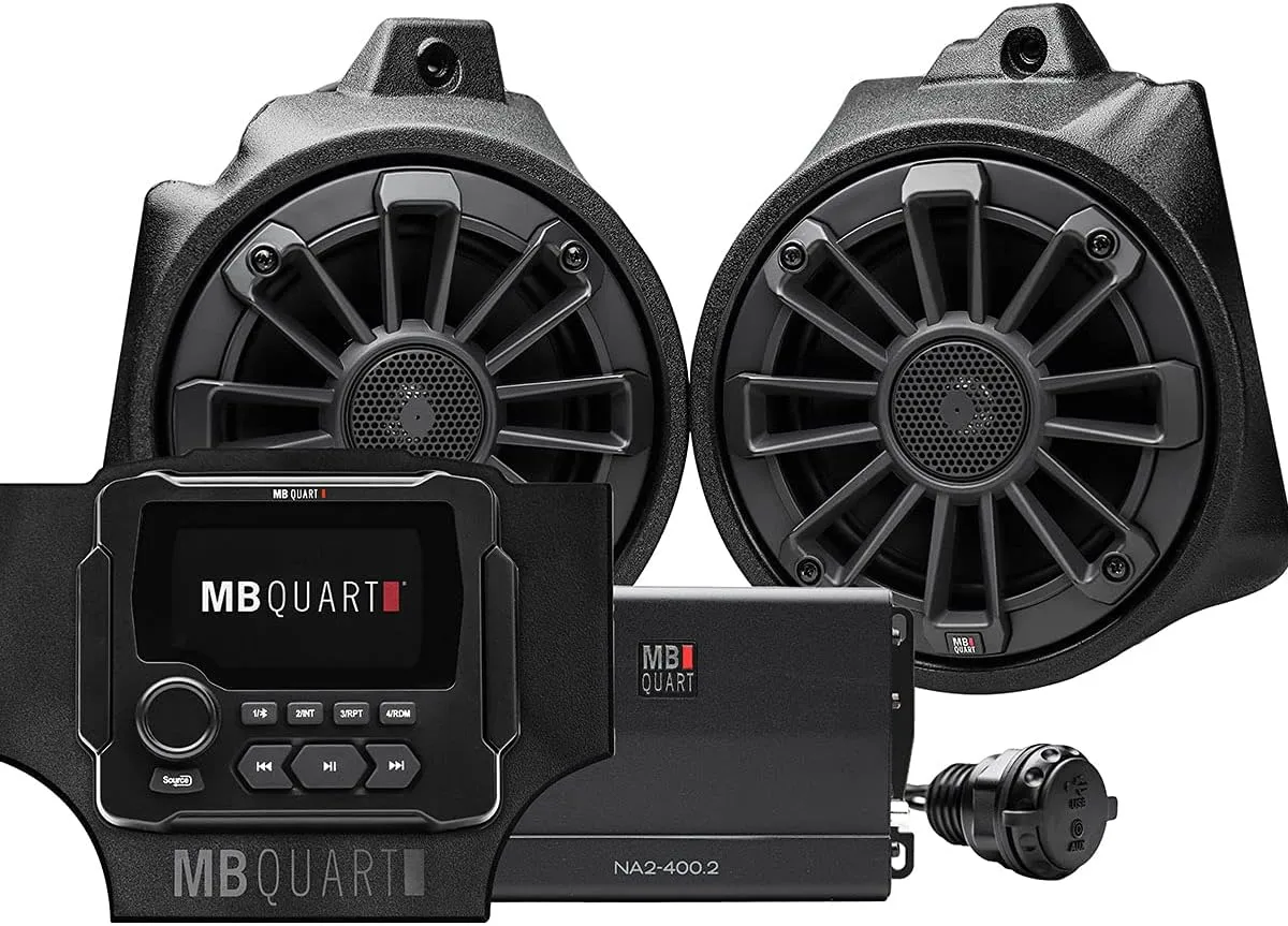 MB Quart Stage 2 Audio System, Tuned Audio Package Compatible with Honda Talon, UTV, 2 Speaker, 400 WATT, AM/FM, Bluetooth, Waterproof, Sound