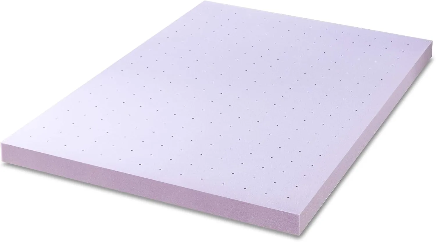 Mellow 4 Inch Ventilated Memory Foam Mattress Topper, Soothing Lavender Infusion, CertiPUR-US Certified, Queen
