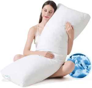 Memory Foam Body Pillow, Fluffy Full Body Pillows for Adults, Quilted Large Long Bed Pillow Insert for Sleeping, Firm & Supportive (20x54 inch, White)