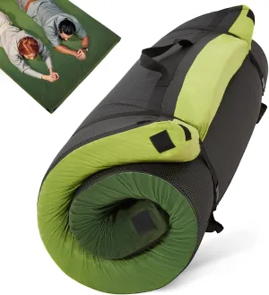 Memory Foam Camping Mattress, Comfortable Memory Foam Camping Pad with Pillow and Travel Bag, Portable, Foldable for Hiking & Travel, Green 75 * 54 * 3