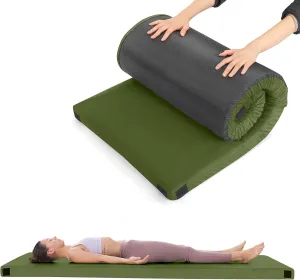 Memory Foam Camping Mattress Pad, Non-Slip Bottom Sleeping Mat, Portable Roll Up Mattress for Adults, Camping Bed Pads for Sleepover, Car Bed with Travel Bag,Gray
