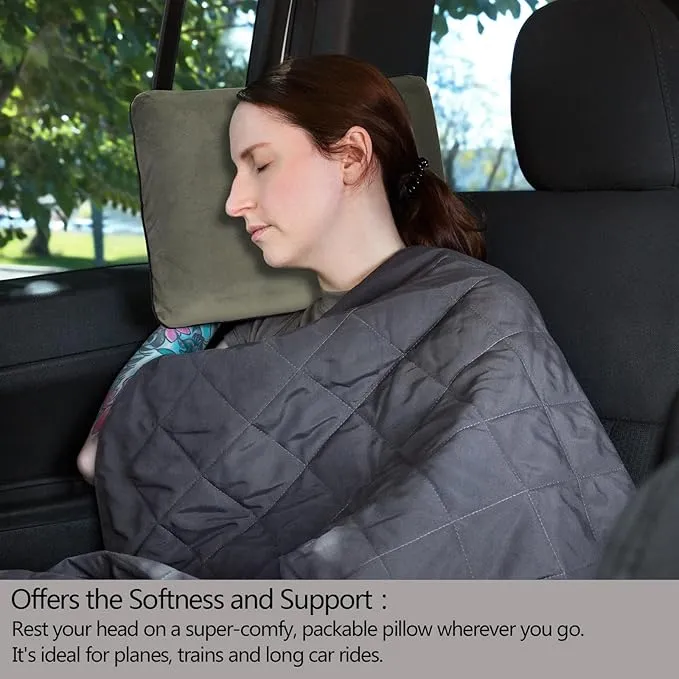 Memory Foam Camping Pillow -Compact Firm Supportive Compressible Travel Pillow, Contoured Support, Breathable Cover, Lightweight Easy-to-Carry for Backpacking, Airplane,Car