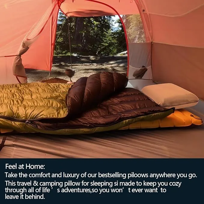 Memory Foam Camping Pillow -Compact Firm Supportive Compressible Travel Pillow, Contoured Support, Breathable Cover, Lightweight Easy-to-Carry for Backpacking, Airplane,Car