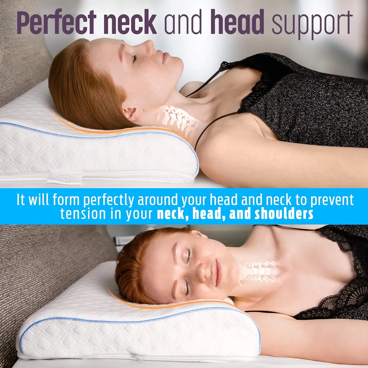 Memory Foam Contour Pillow for Side Sleepers - Adjustable, Ergonomic Design for Enhanced Neck Support - with Machine Washable Cover