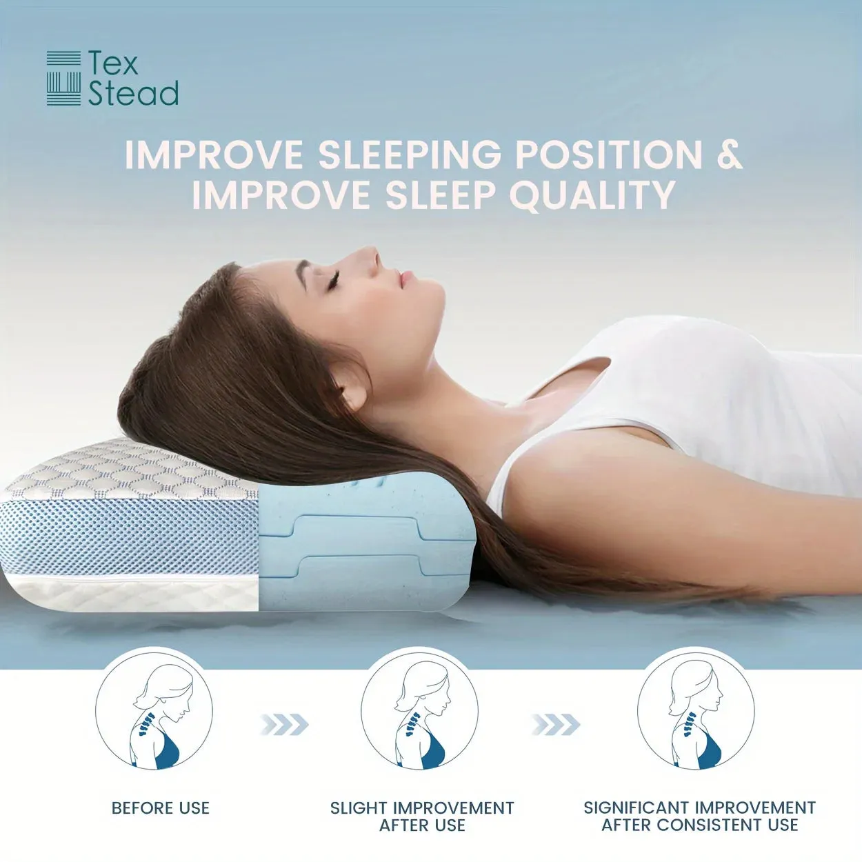 Memory Foam Neck Pillow | Firm Cooling Support for Pain