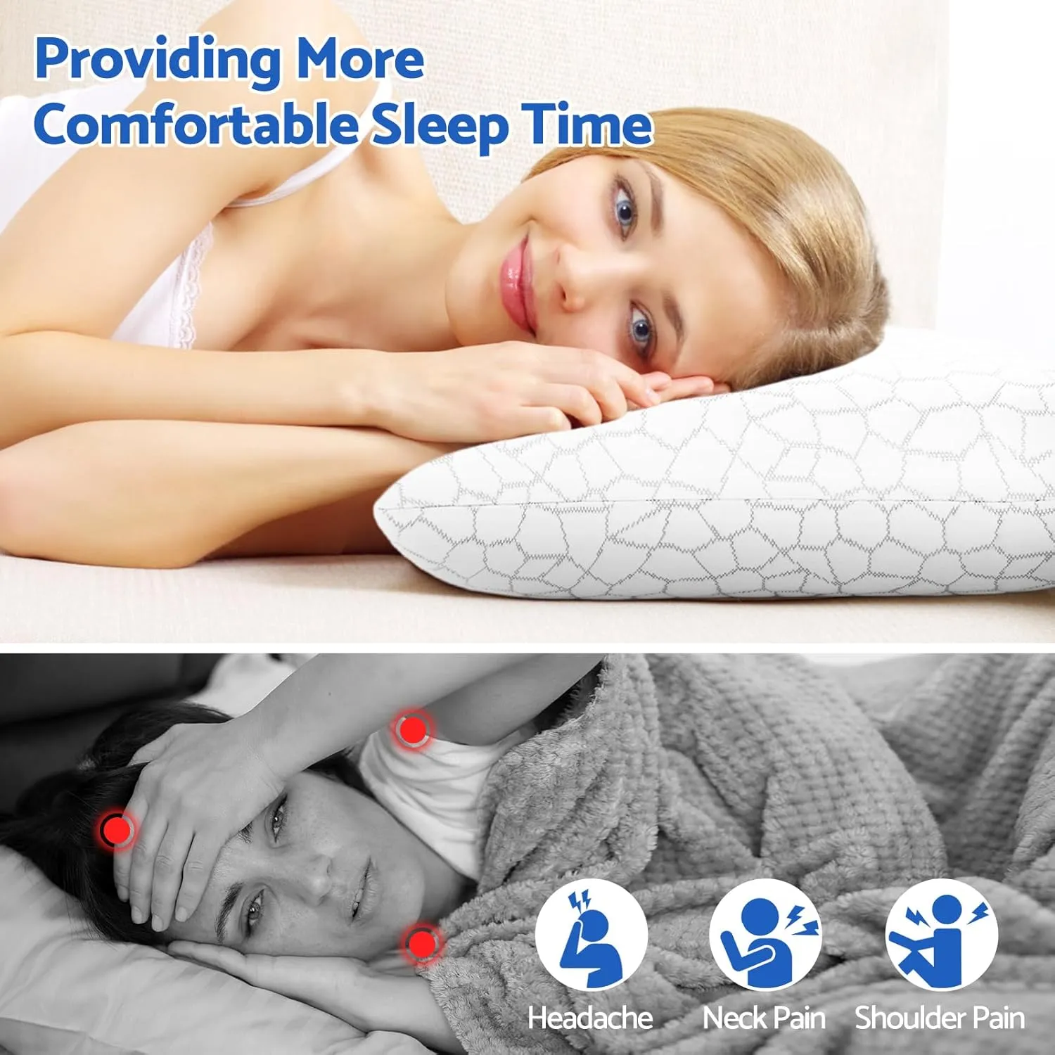 Memory Foam Pillows for Sleeping, Cooling Pillow with Removable and Machine Washable Cover, Bed Pillow for Side, Neck Pillow, Back and Stomach Sleepers, Standard Size (1 Pack), Fathers Day