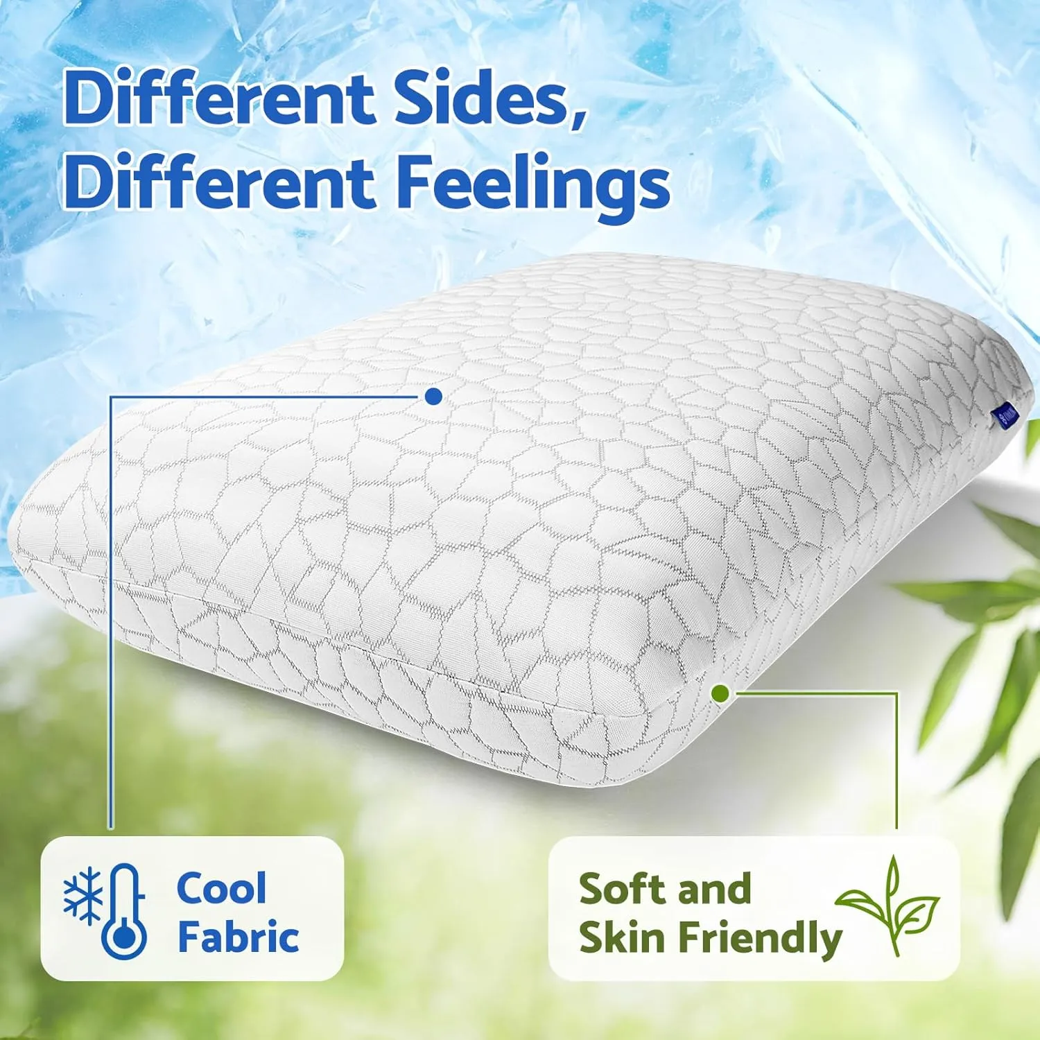 Memory Foam Pillows for Sleeping, Cooling Pillow with Removable and Machine Washable Cover, Bed Pillow for Side, Neck Pillow, Back and Stomach Sleepers, Standard Size (1 Pack), Fathers Day