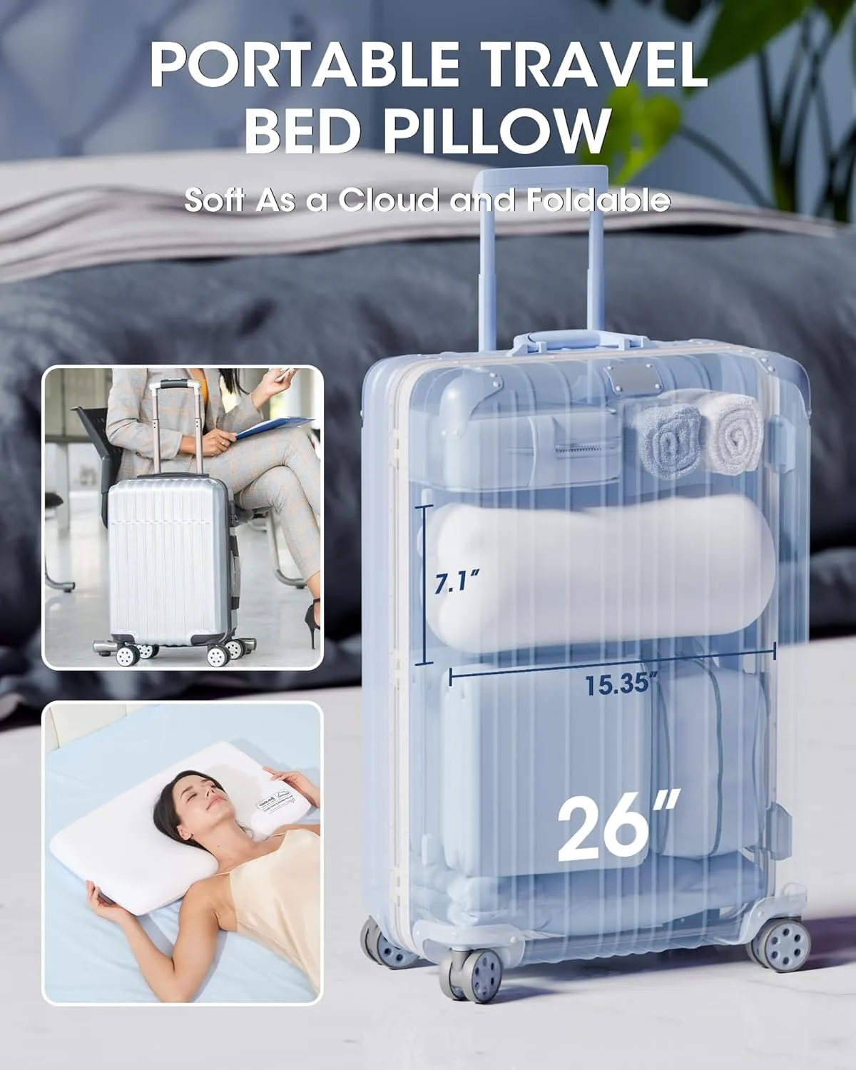 Memory Foam Pillows Queen Size, Contour Cooling Cervical Pillow for Neck Pain Relief, Orthopedic Ergonomic Bed Pillow for Side, Back and Stomach Sleepers, Soft Cloudy Sleeping Pillows (1 PCS)