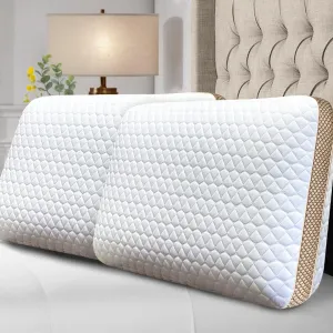 Memory Foam Pillows Standard Size Set of 2, Medium Firm Pillow for Sleeping, Orthopedic Bed Pillow for Side, Back Sleepers, Ventilated Gel Foam Pillow with Washable Cover, 23.6" x 15.7"x 5.1"