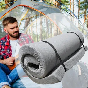 Memory Foam Sleeping Pad - Foldable Floor Camping Mat, Portable Bed Roll-Up Mattress, Water-Resistant Zipper Cover for Outdoors, RVs, Guest Rooms, Dorms
