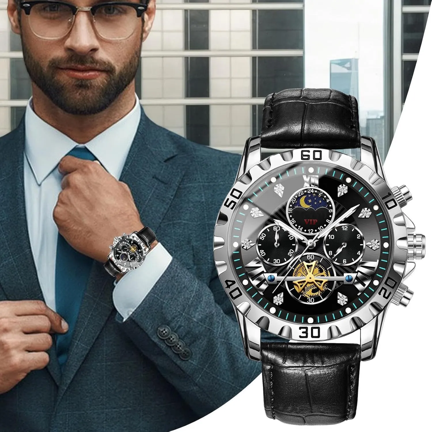 Men Watches - Wrist Wacth | Stylish Dress Watches | Multifunctional Fashion Accessories, Waterproof Mechanical Timepiece for Business Meeting