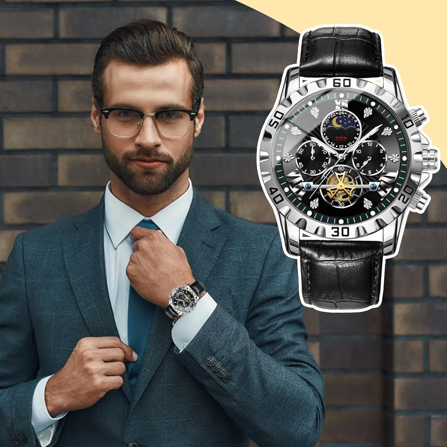 Men Watches - Wrist Wacth | Stylish Dress Watches | Multifunctional Fashion Accessories, Waterproof Mechanical Timepiece for Business Meeting