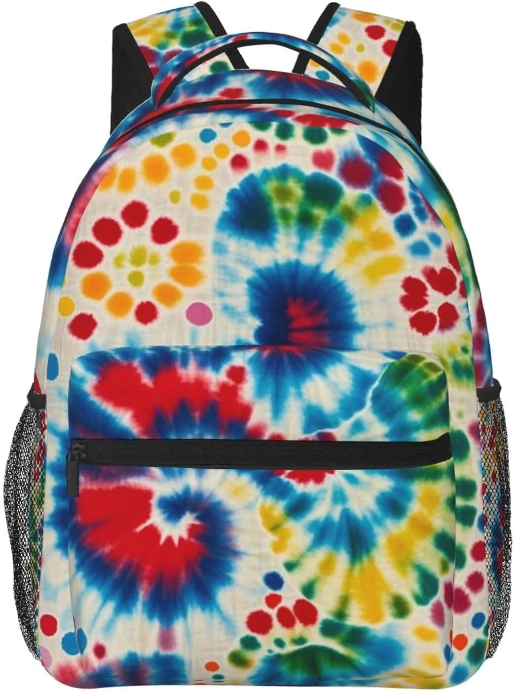 Men Women Polyester Tie Dye Art Daypack Backpack Large Capacity Carry On Bag With Smooth Zippers for Hiking Picnic Walking Cycling